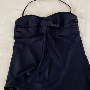 J. Crew TWIST-FRONT STRAPLESS TANKINI TOP Navy